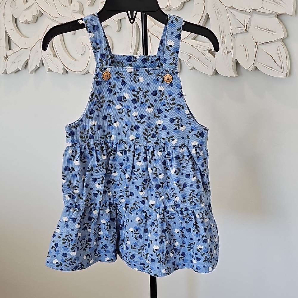 NWT "Little Me" Blue Floral Overall 100% Cotton Dress - CUTE! Size 24 months